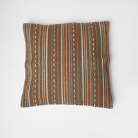 غطاء وسادة بتطريز غرزة الأرز 50×50 سم - زيتوني وبرتقالي - (طقم قطعتين)