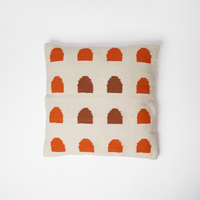غطاء وسادة بزخارف متعددة 50×50 سم - ناتشورال وبني وبرتقالي - (طقم قطعتين)