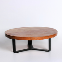Minimal Acacia Wood & Iron Cake Stand