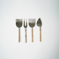 Cheese Knife Set – Cane Handle Natural - (Set of 4)