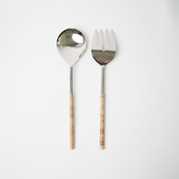 Salad Cutlery - Cane Handle Natural - (Set of 2)