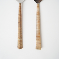 Serving Cutlery - Triangle Cane Handle Natural - (Set of 2)