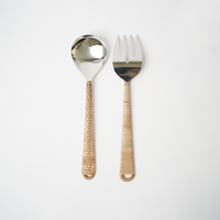 Serving Cutlery - Cane Handle Natural - (Set of 2)