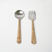 Serving Cutlery - Cane Handle Natural - (Set of 2)