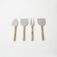 Cheese Knife Set – Cane Handle Natural - (Set of 4)