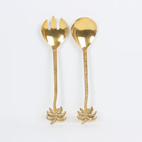 A set of Salad Servers with palm tree motif