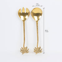 A set of Salad Servers with palm tree motif