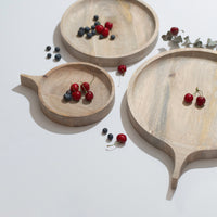 Set of 3 Wood Plates with handle