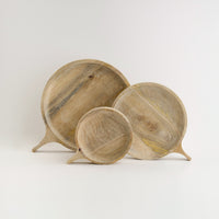Set of 3 Wood Plates with handle