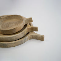 Set of 3 Wood Plates with handle