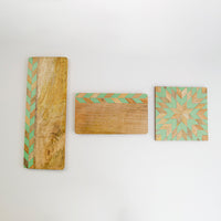 Serving board with green enamel