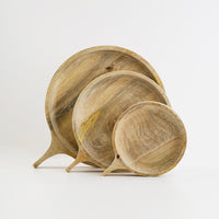 Set of 3 Wood Plates with handle