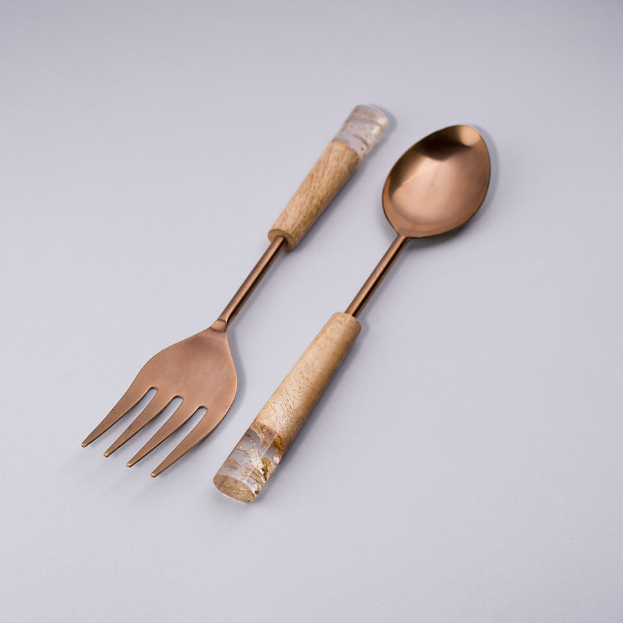 Salad Servers with Wood and Resin Handle