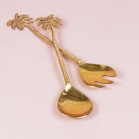 A set of Salad Servers with palm tree motif