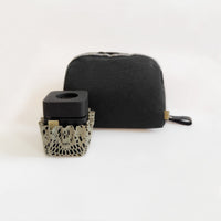 مبخر السفر المايكرو الآمن - بالخشب الأسود ودانتيل دست