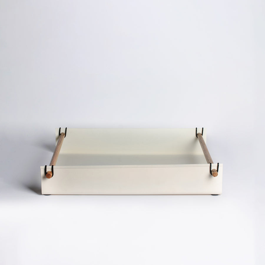 TRAY WITH HANDLE WHITE