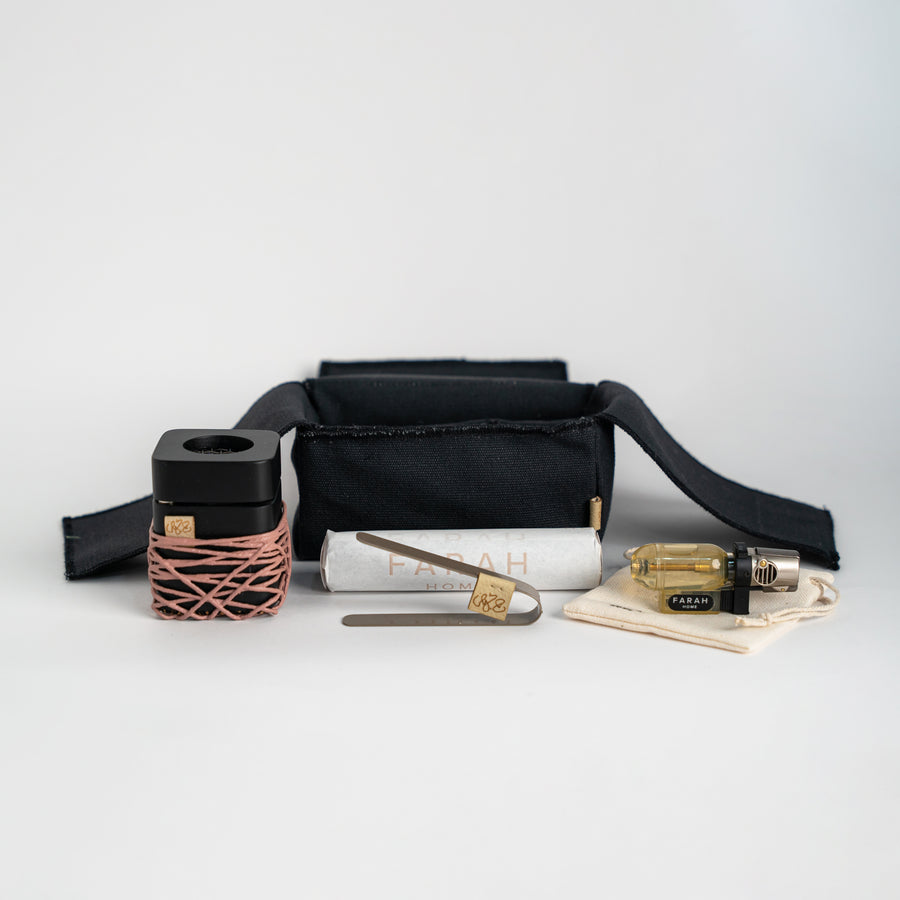 Micro Travel Set - String Dusty Pink in Black Wood