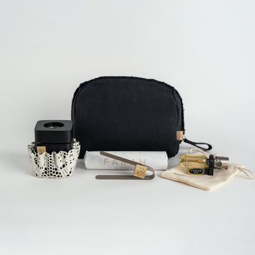 Micro Travel Set - black wood Mubkhar - Off-White Dantelle