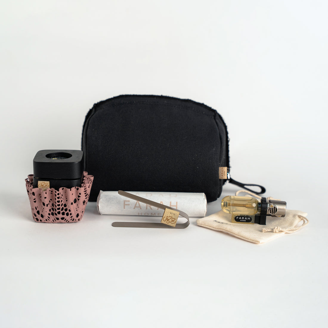 Micro Travel Set - Dantelle Pure Black- Dusty Pink