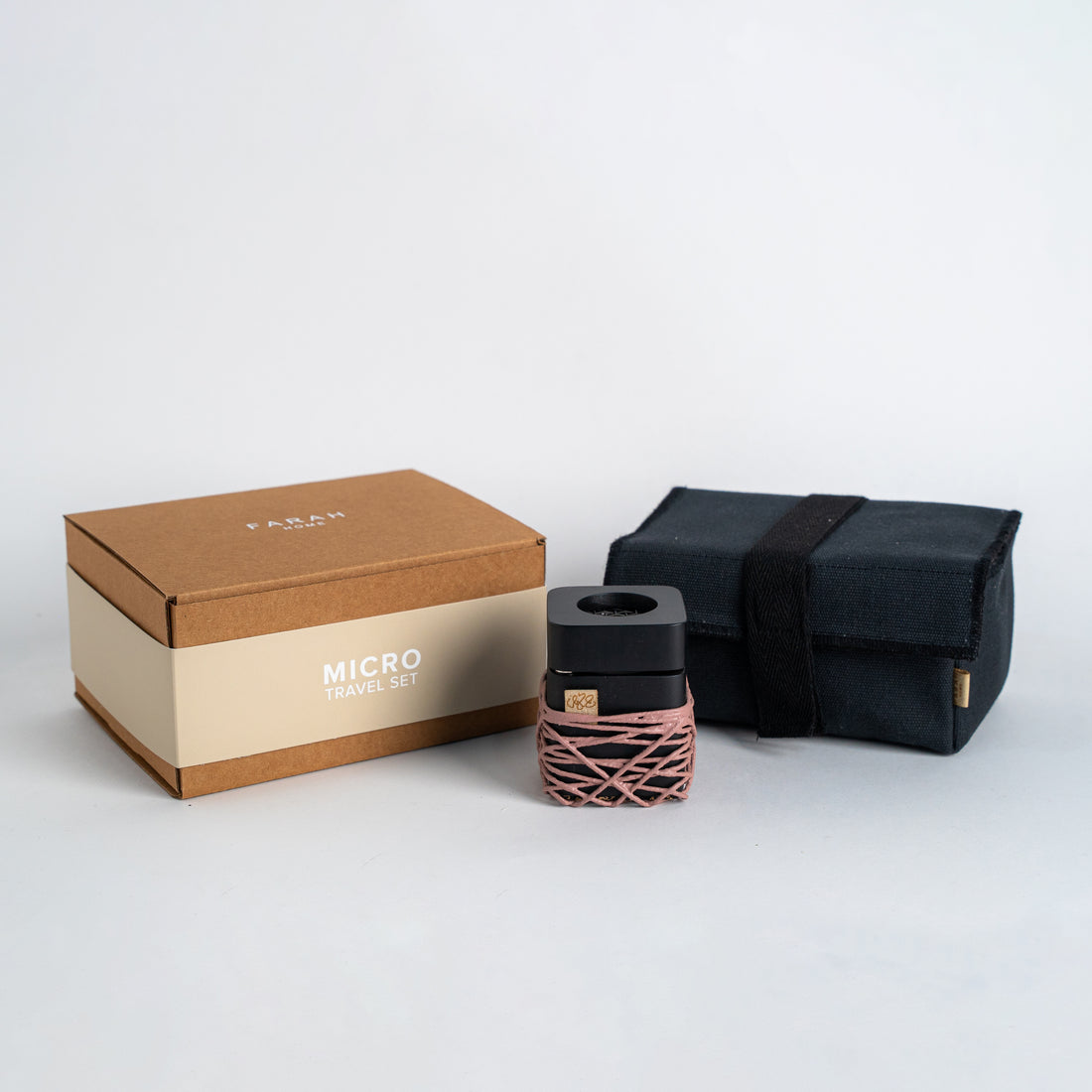 Micro Travel Set - String Dusty Pink in Black Wood