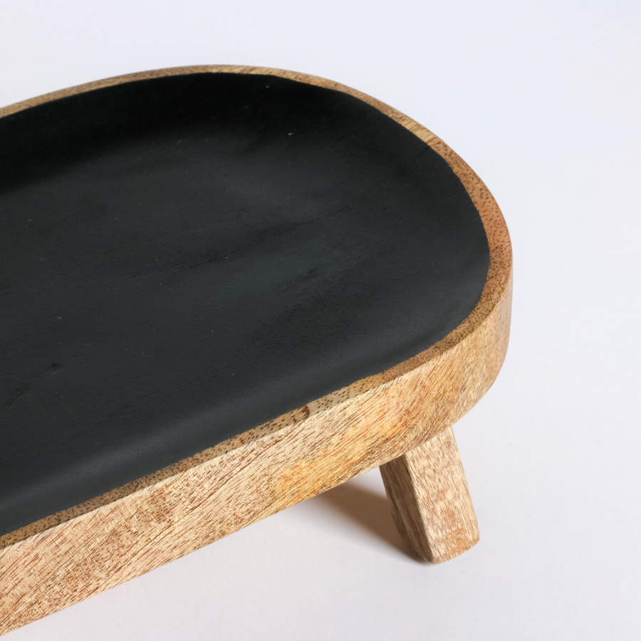 Enamelled Noir Mango Wood Platter