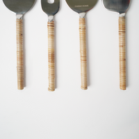 Cheese Knife Set – Cane Handle Natural -  (Set of 4)