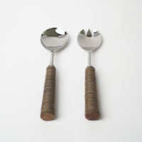Serving Cutlery - Round Handle Natural - (Set of 2)