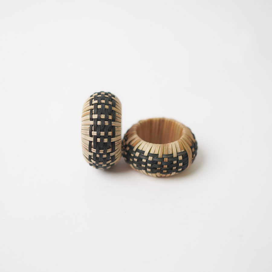 Cane Napkin Rings- Natural & Black (Set of 2) – Farah Home