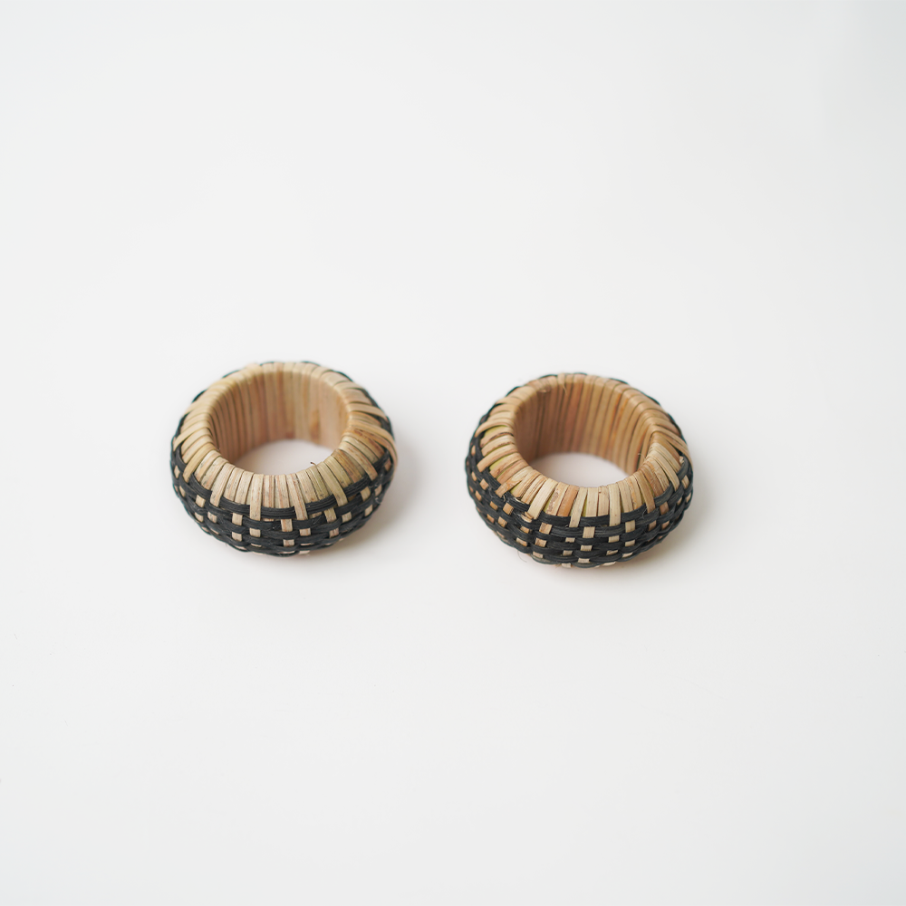 Cane Napkin Rings- Natural & Black (Set of 2) – Farah Home