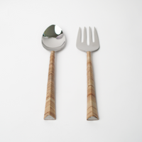 Serving Cutlery - Triangle Cane Handle Natural - (Set of 2)