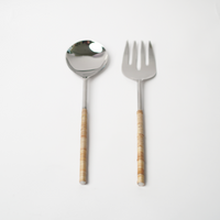 Salad Cutlery - Cane Handle Natural - (Set of 2)