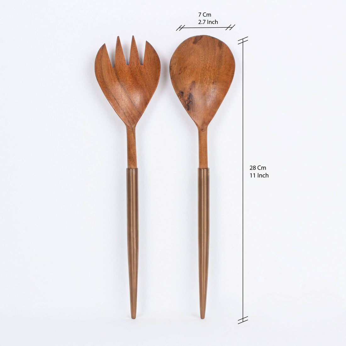 SLEEK WOODEN SALAD SERVER - Rose Gold