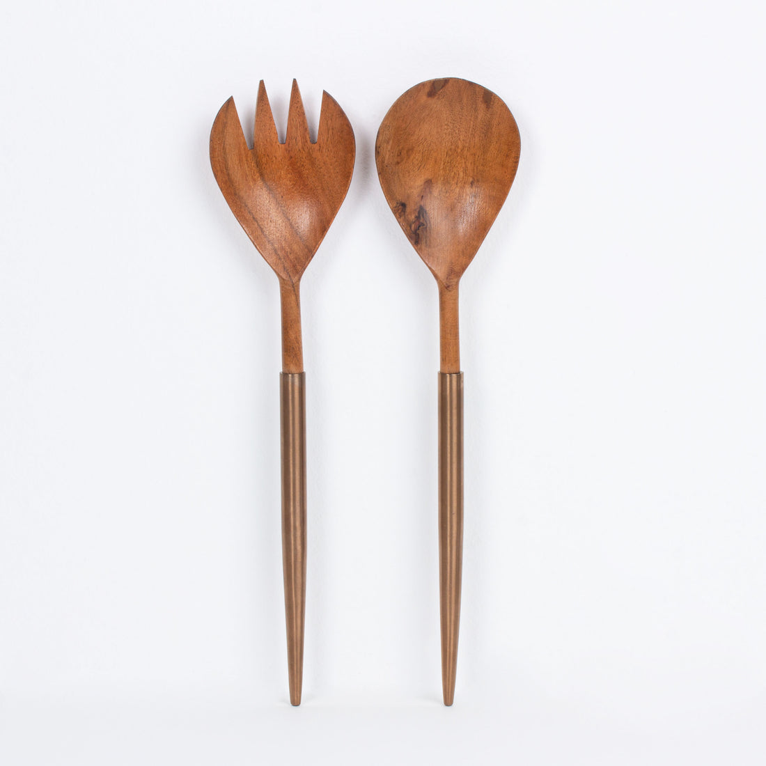 SLEEK WOODEN SALAD SERVER - Rose Gold