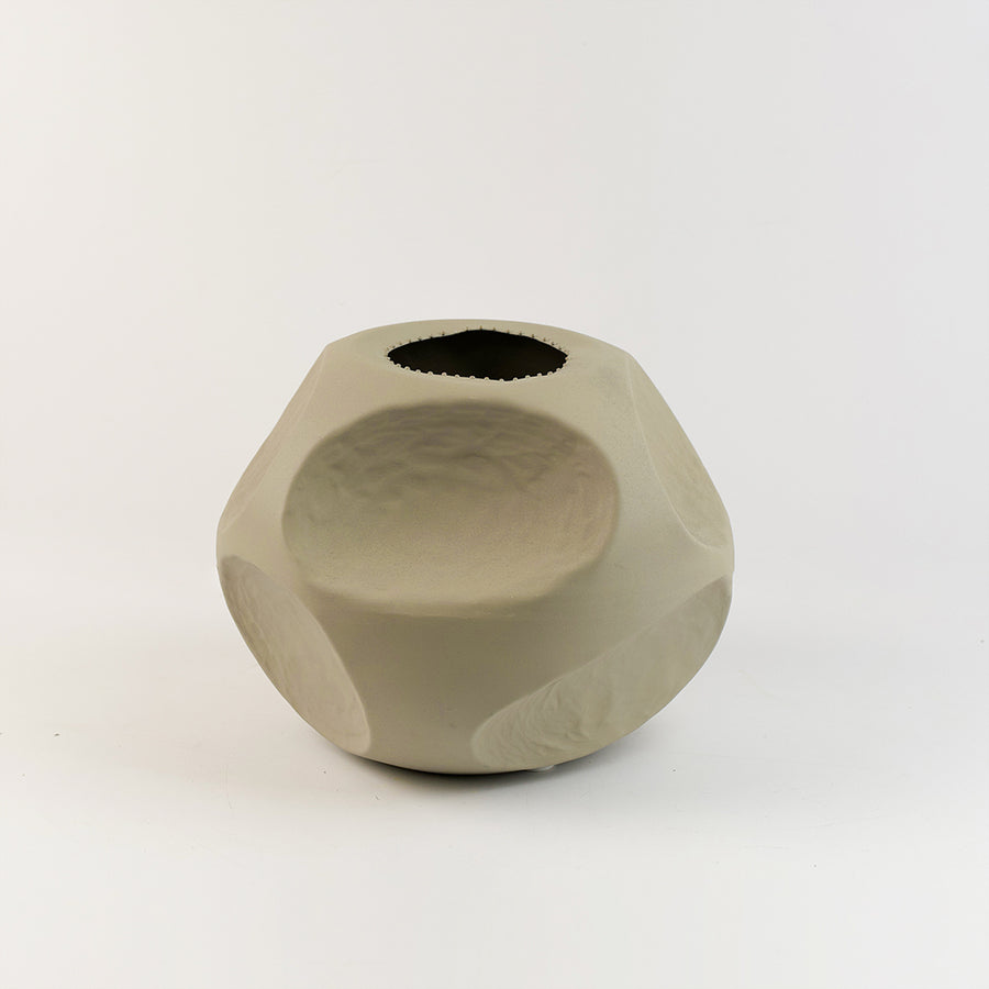 Round metal vase