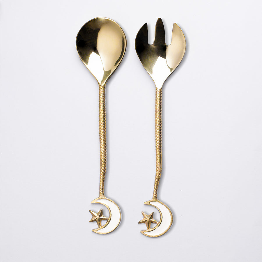 Gift Set Serving Bowl and Plate with Crescent Serving Spoons