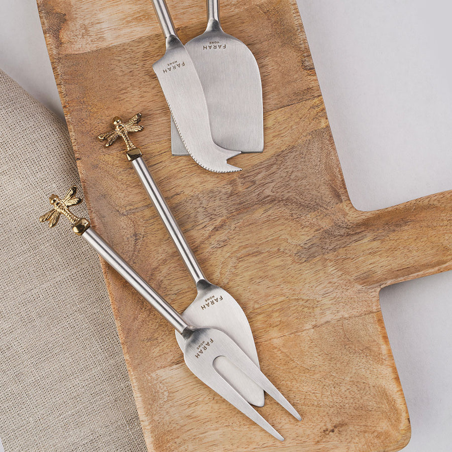 Metal Cheese Knives with Bee Motif