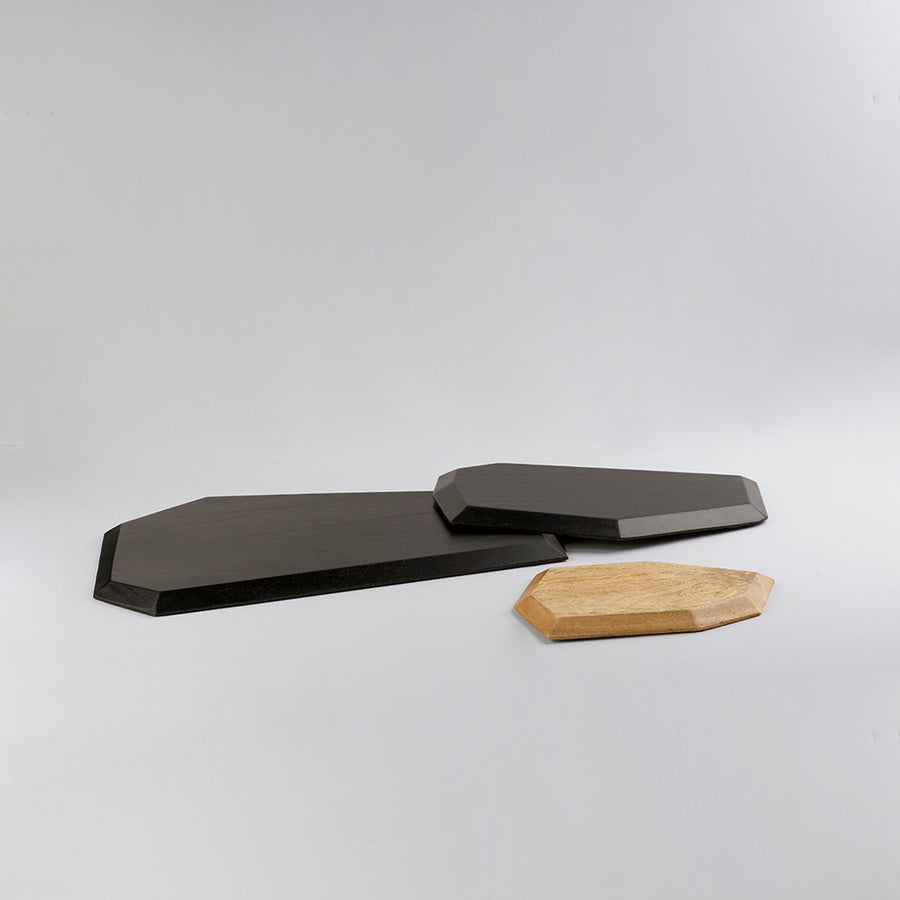 Set of 3 Wood Geometrical Platters
