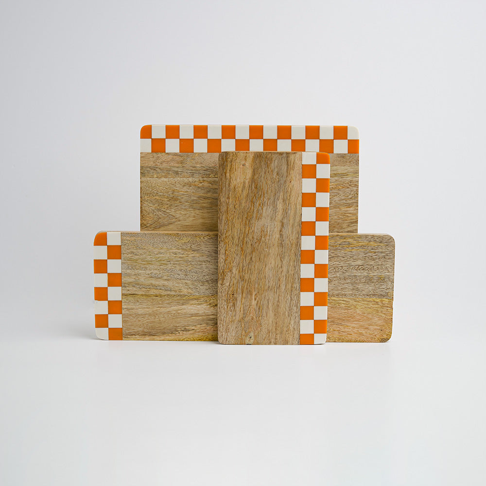 Serving board with orange enamel