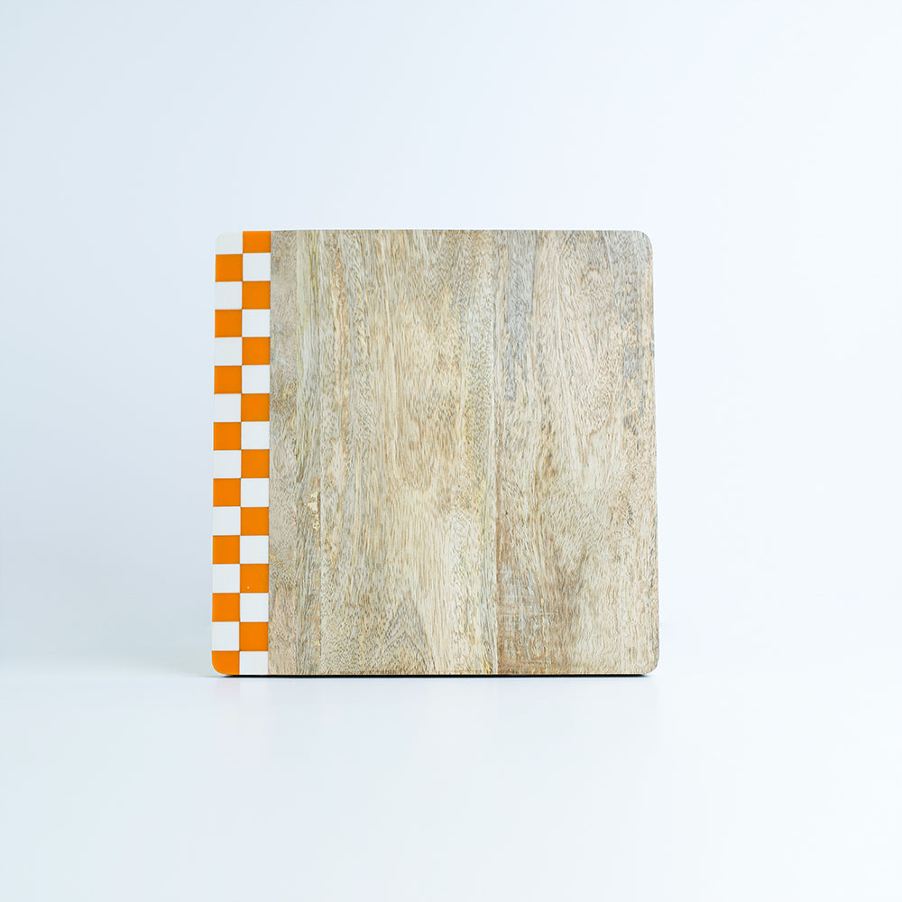 Serving board with orange enamel