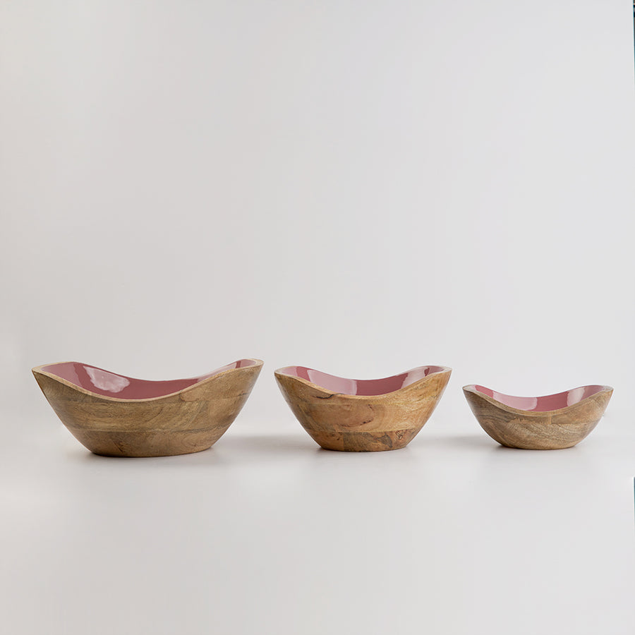 A set of 3 wooden bowls
