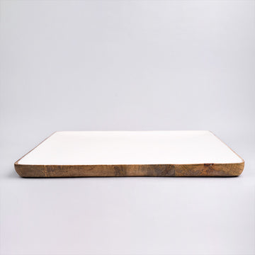 Wooden Square Tray with white enamel