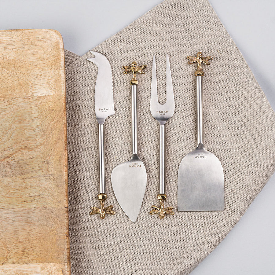 Metal Cheese Knives with Bee Motif