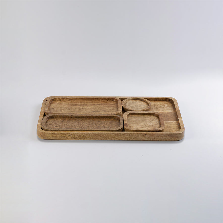 مجموعة من 5 أطباق تقديم من خشب المانجو