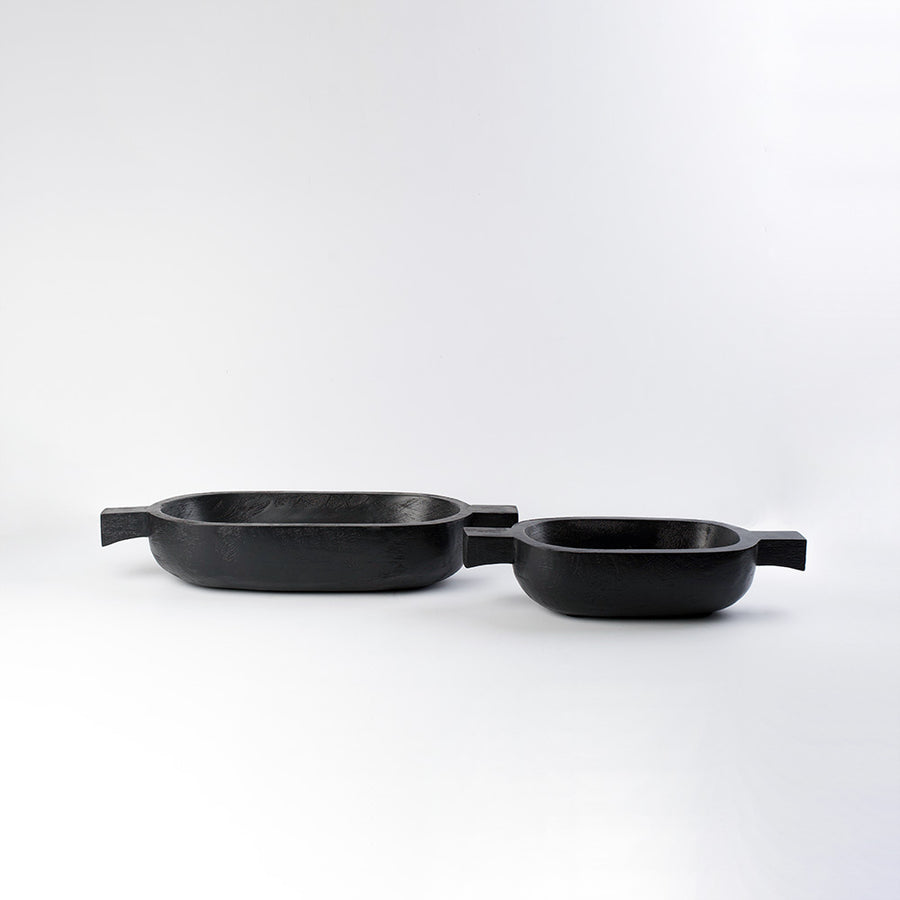 Decorative black wooden bowl large size