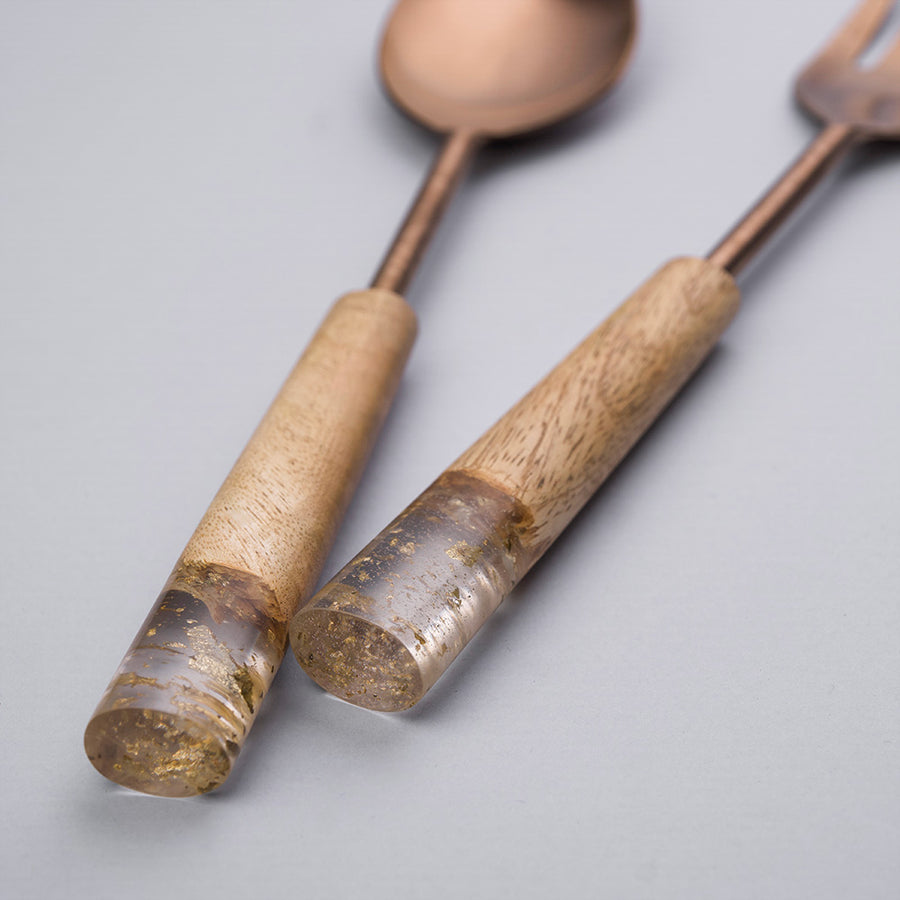 Salad Servers with Wood and Resin Handle