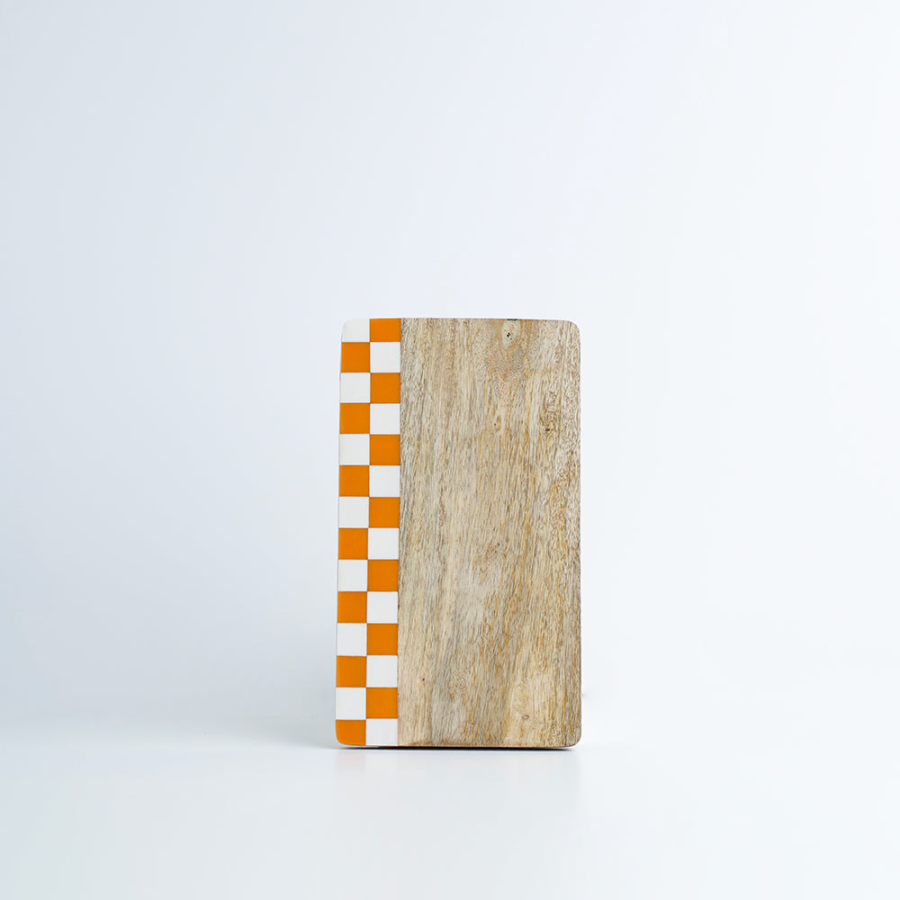 Serving board with orange enamel