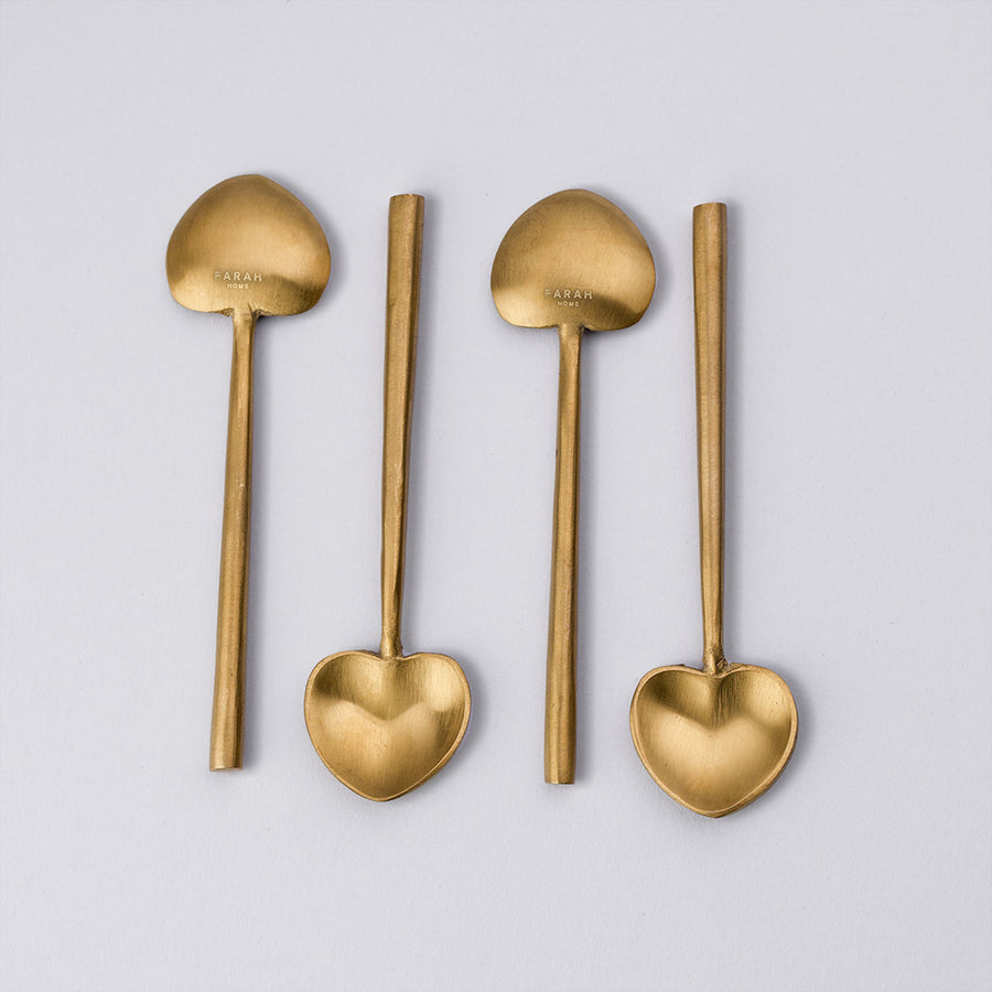 Heart-Shaped Metal Tea Spoon - Gold (Set of 4)