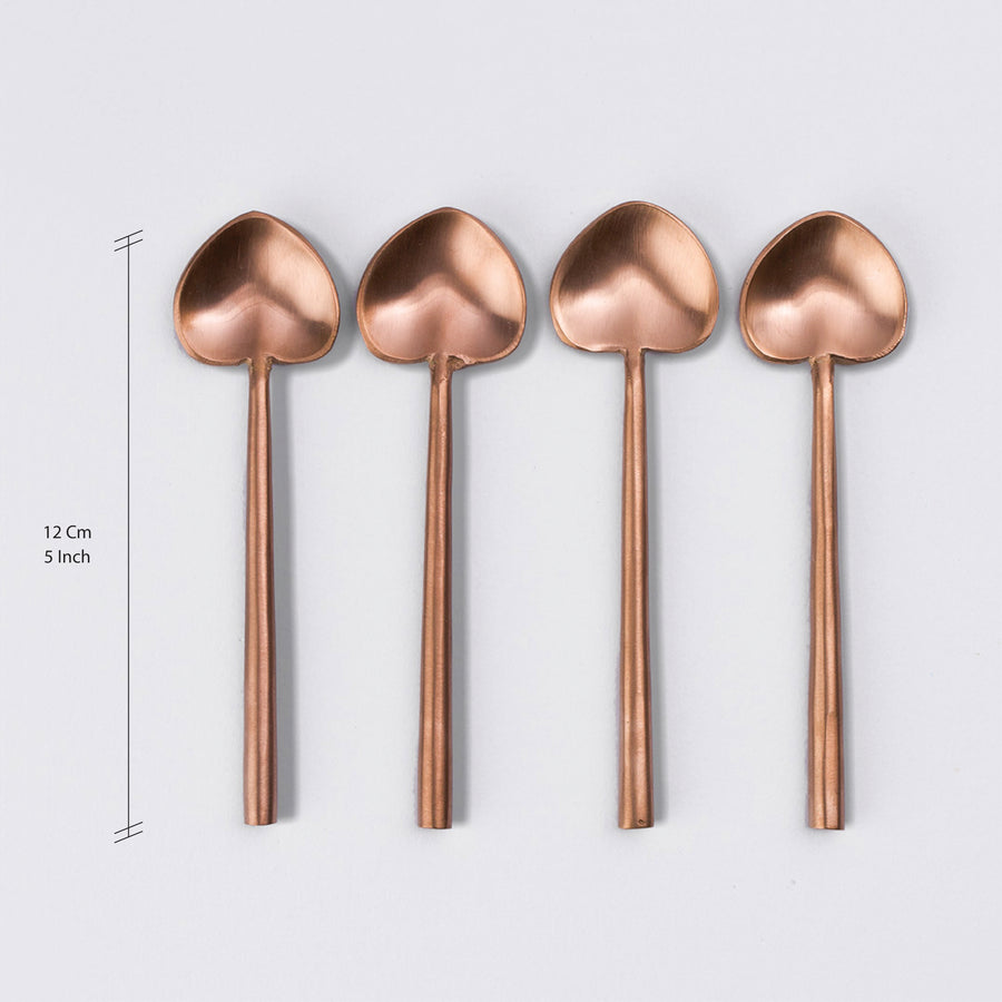 Heart Shaped Metal Tea Spoon in Rose Gold (Set of 4)