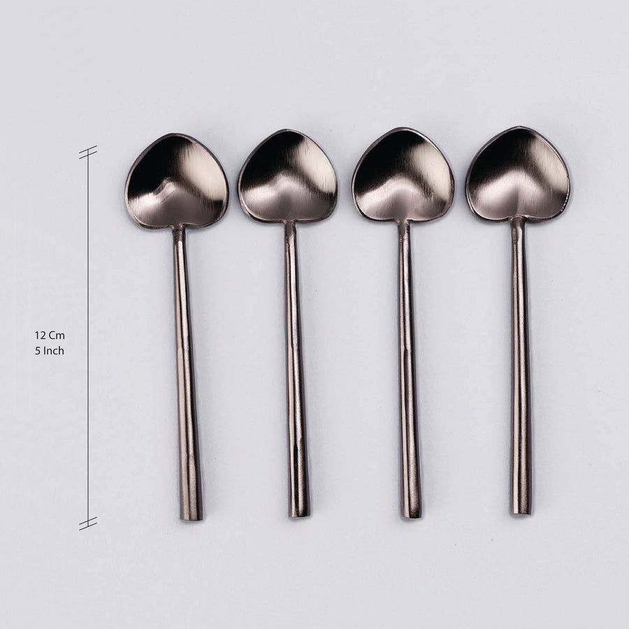 Heart Shaped Tea Spoon in Brushed Silver (Set of 4)