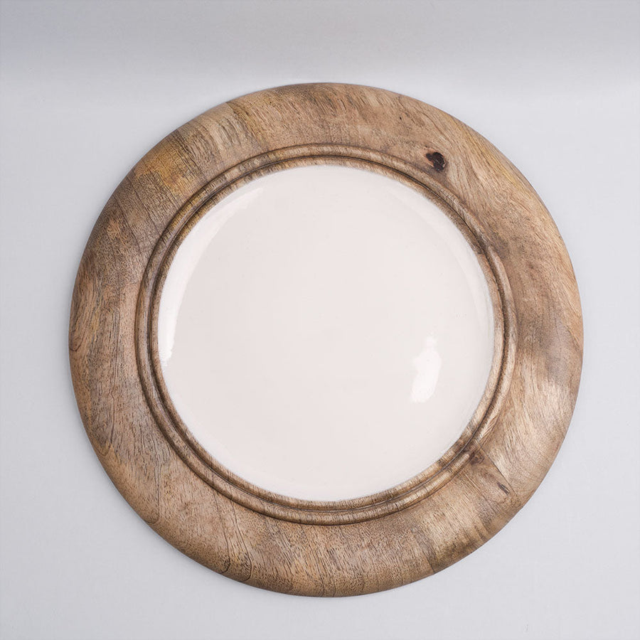 Gift Set Wood and Enamel Serving plates with cheese knives